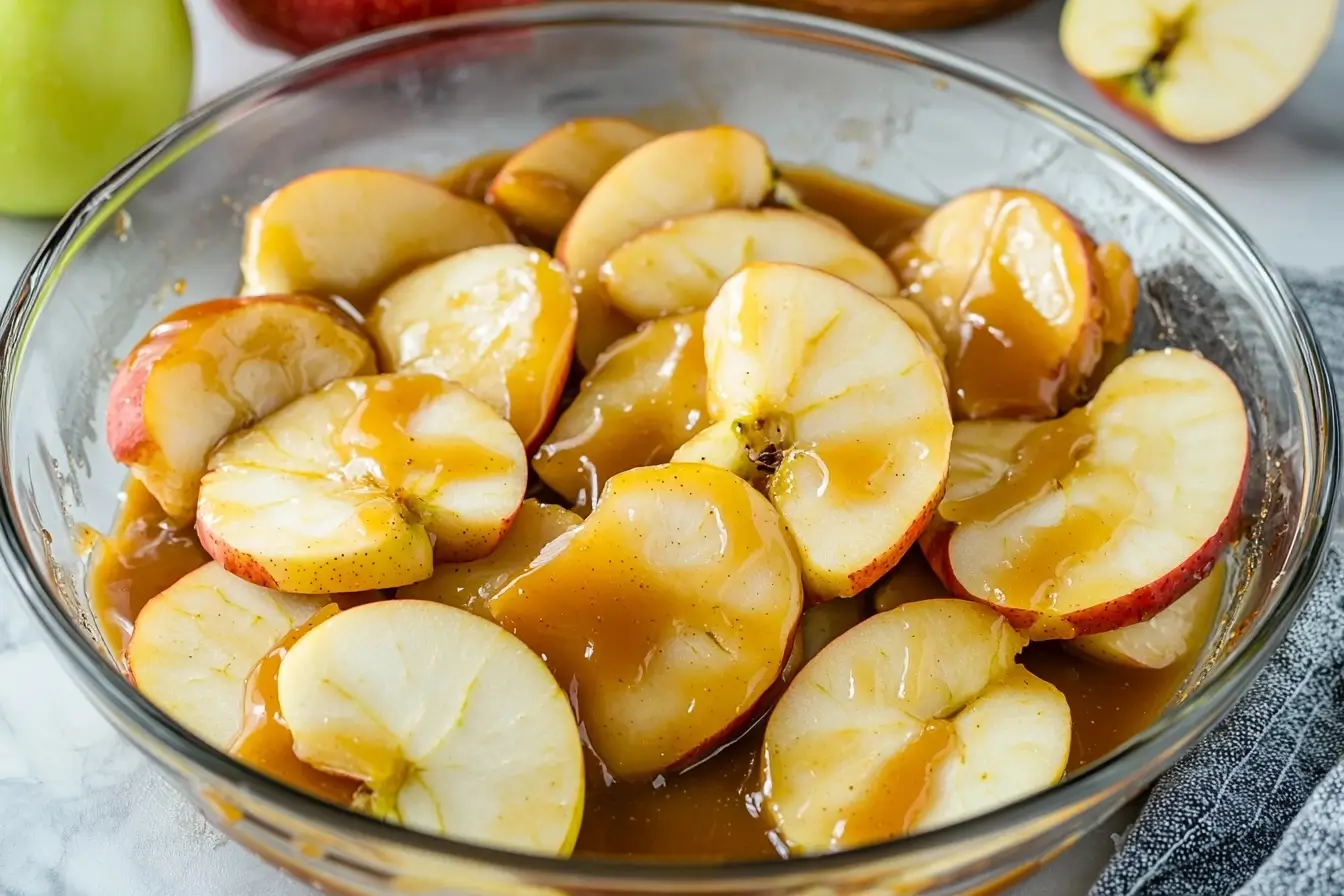 Cooking caramel apple pie filling