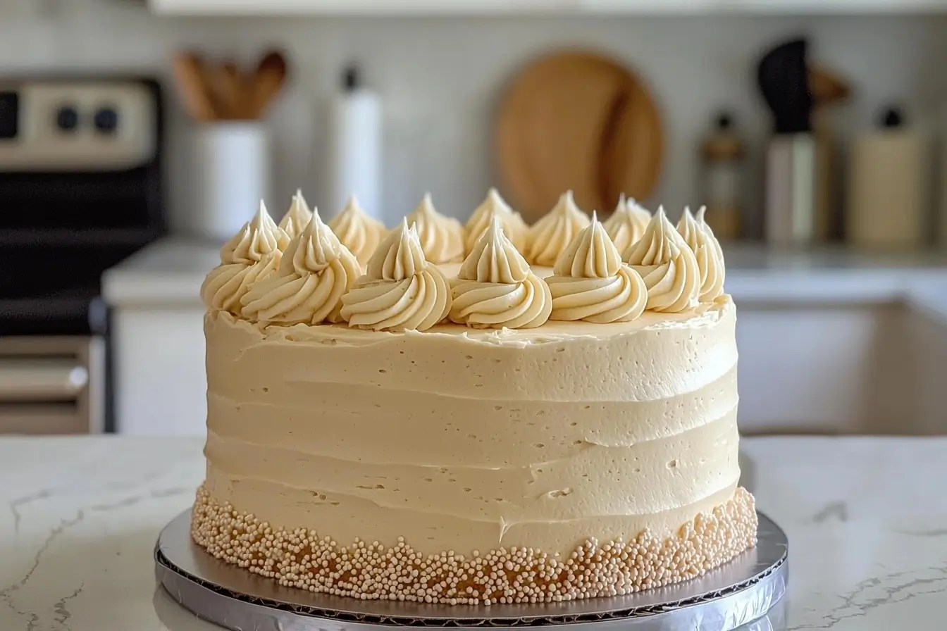 Beautifully decorated 1/4 sheet cake with vanilla frosting