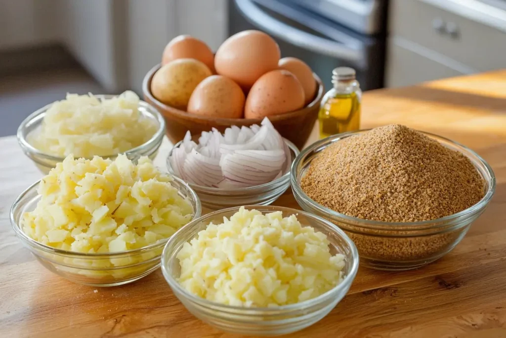 Key ingredients for making a delicious Passover Potato Pie.