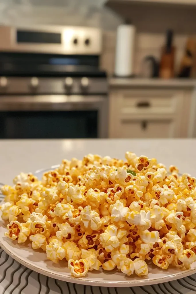 Close up of jalapeño popcorn highlighting the spicy jalapeño popcorn details