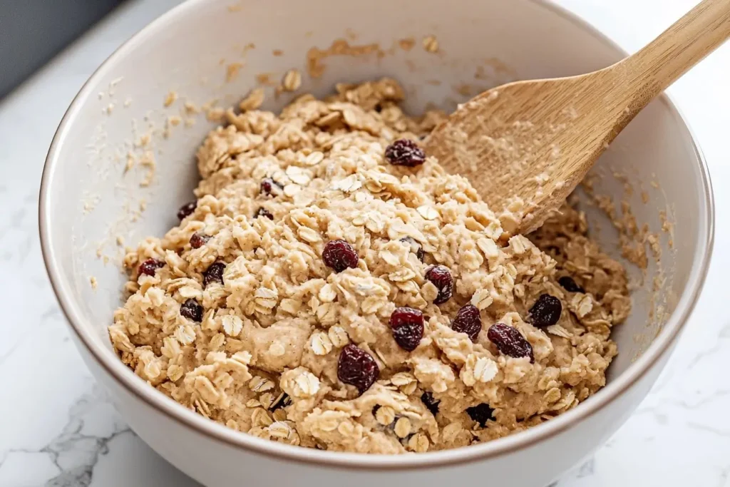 Preparing Oatmeal Craisin Cookie Dough