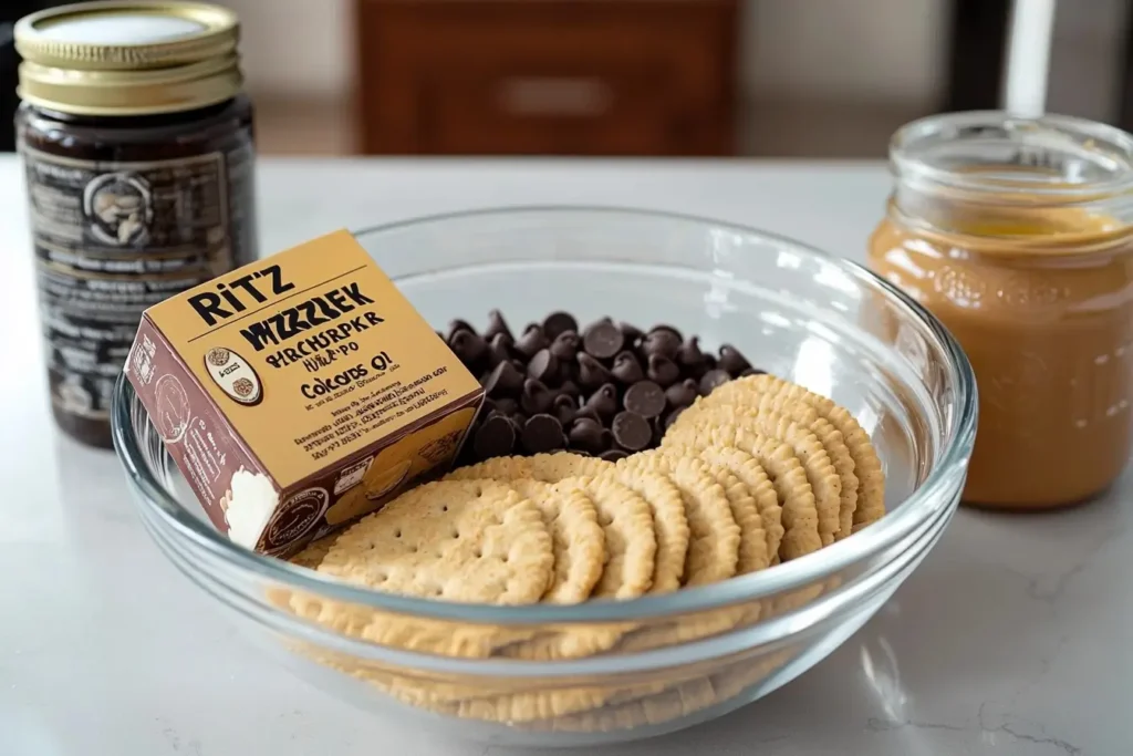 Ingredients for making delicious Ritz Cracker Cookies