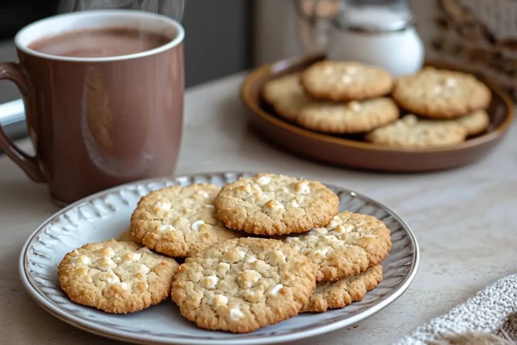 Serving Ritz Cracker Cookies with hot cocoa