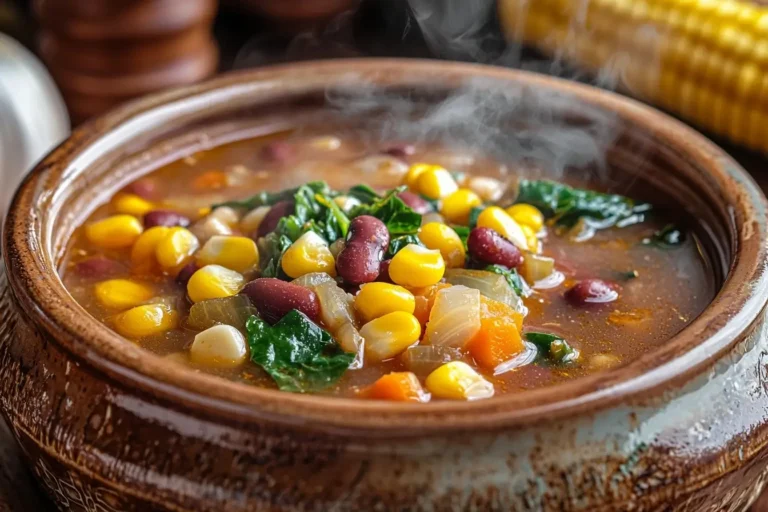 Hearty and comforting Soup Village served in a rustic bowl, showcasing fresh vegetables and rich broth.