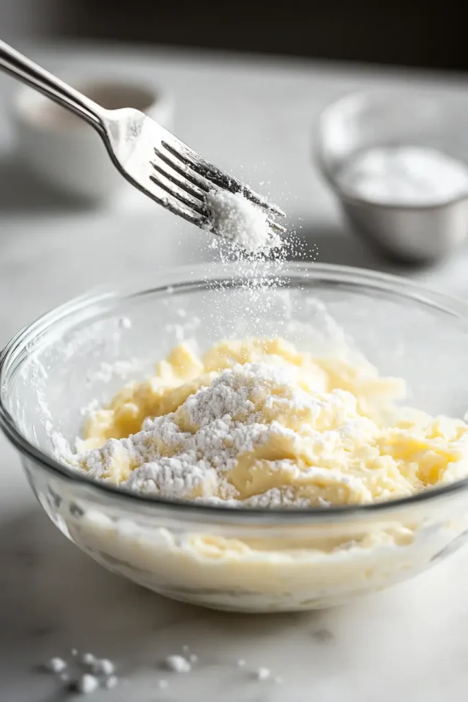 adding powdered sugar and vanilla to pudding frosting mix