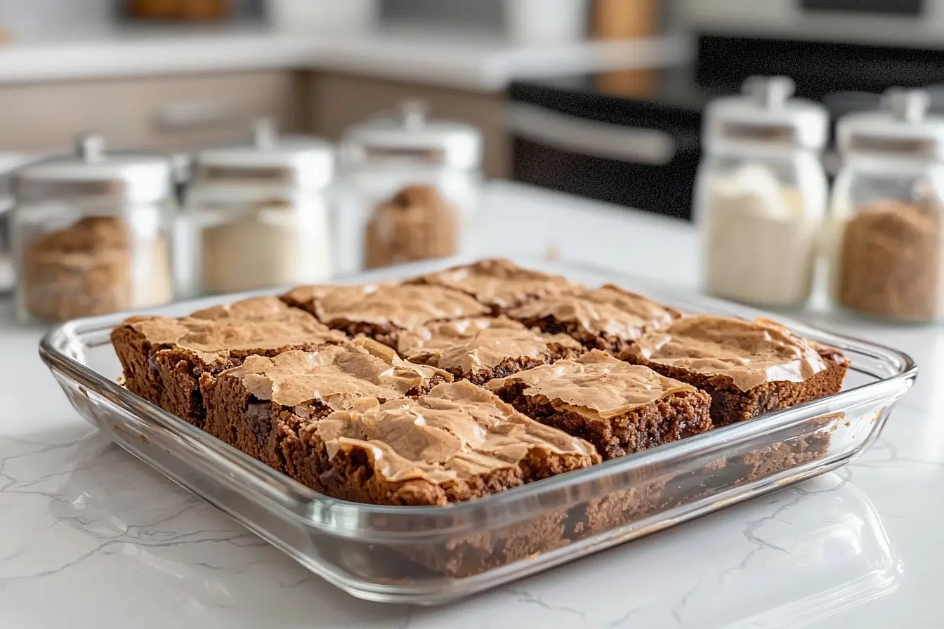 Delicious and golden vanilla brownies, a perfect dessert.