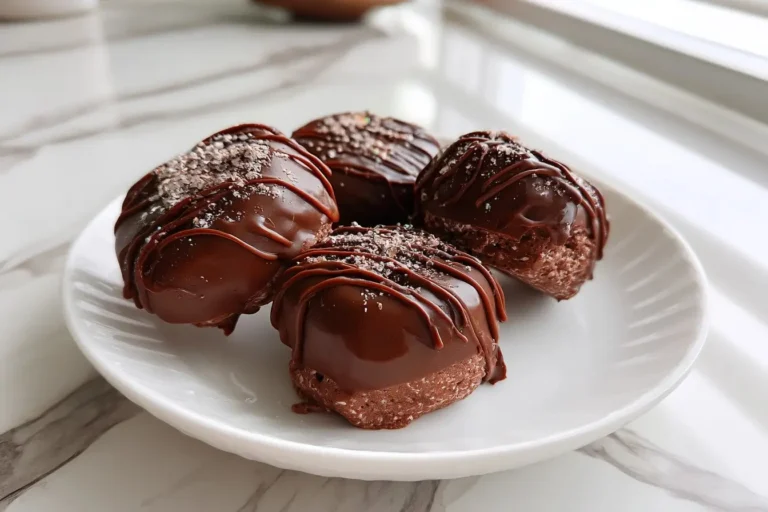 Chocolate marshmallows plated on white plate for featured dessert photo