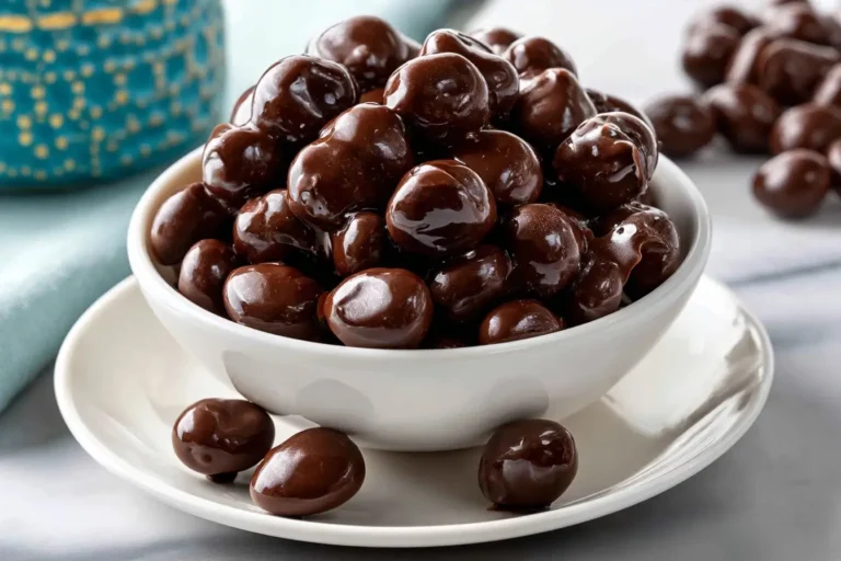 chocolate raisins plated on white marble for a delicious homemade treat
