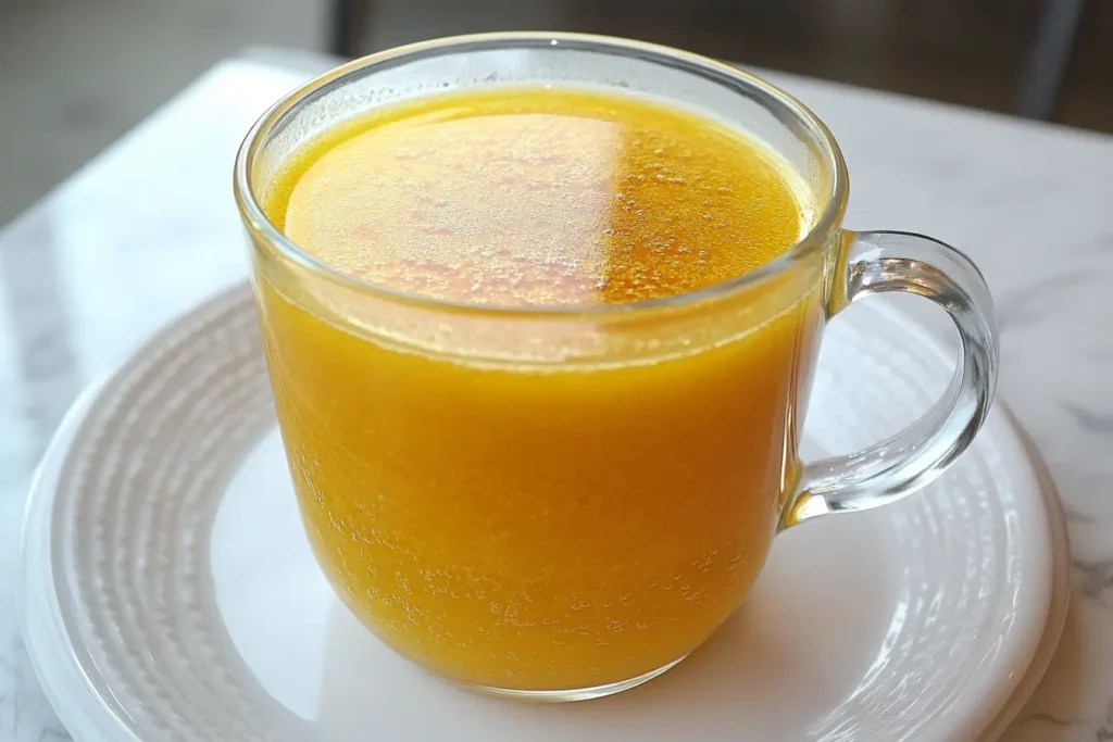 Natural Mounjaro recipe for weight loss finished golden herbal tonic in clear mug