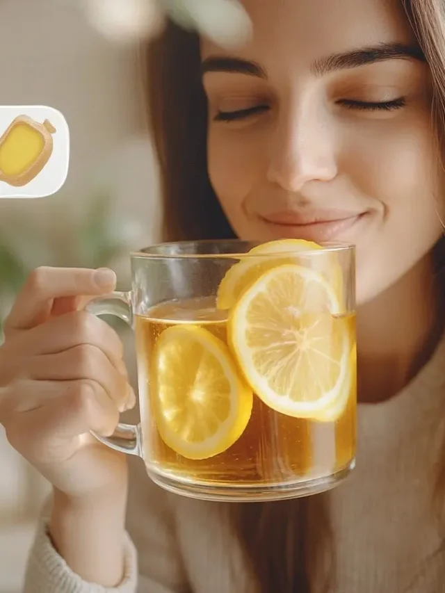 Woman drinking the natural Mounjaro recipe for weight loss with lemon and ginger