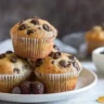 Delicious stack of healthy protein muffins for breakfast or a snack.