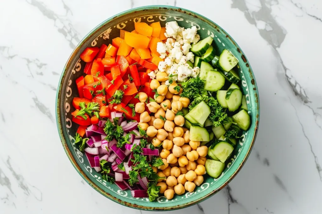 Nutrient-dense bean salad in a rustic bowl on a kitchen counter