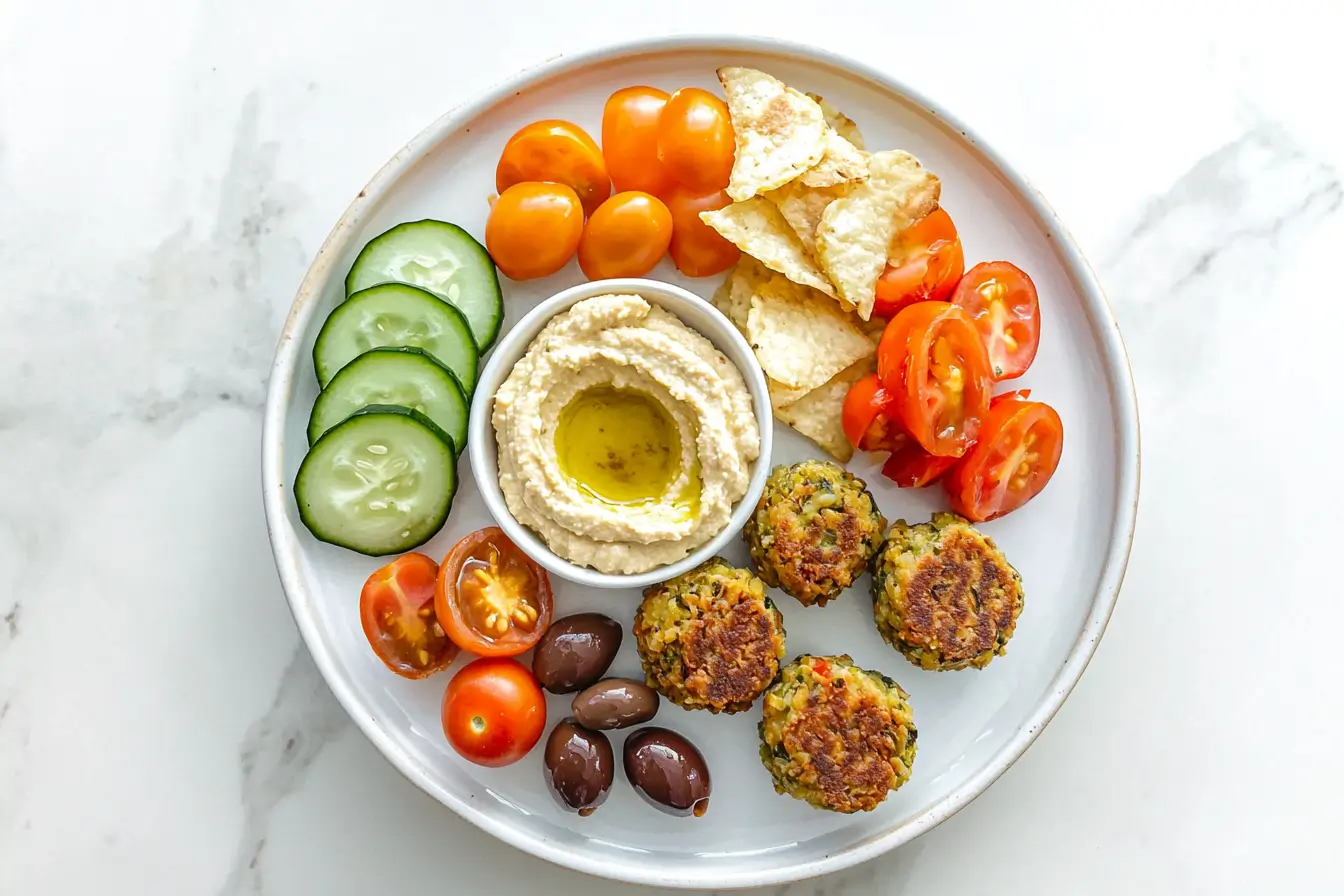 mediterranean-snack-plate-falafel-hummus