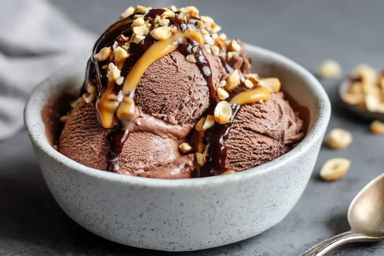 high protein ice cream served on a white plate